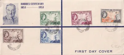 Northern Rhodesia 1953 Rhodes Centenary FDC Northern Rhodesia 1953 Rhodes Centenary FDC