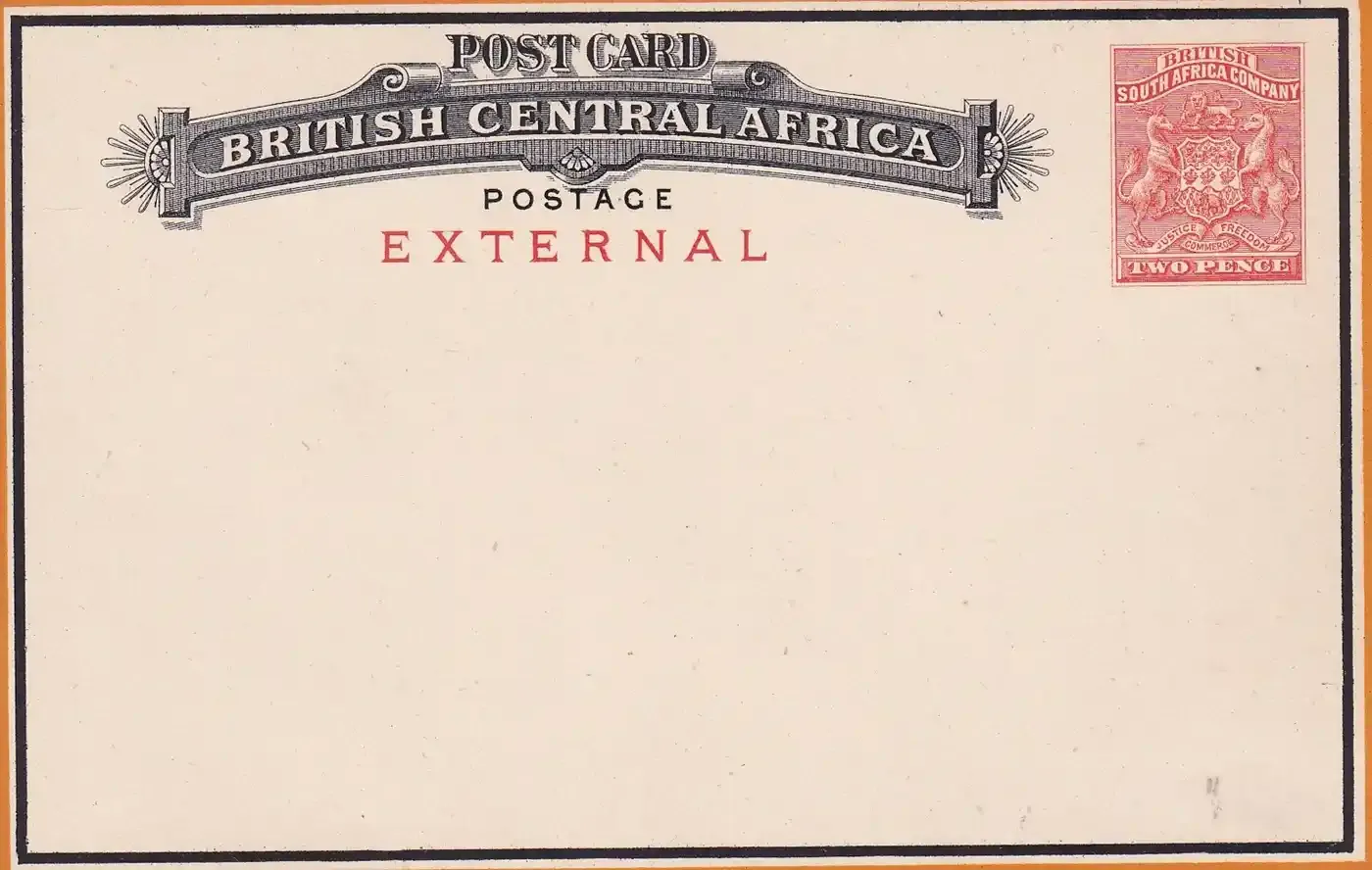 British Central Africa 1890 External Postal Card 2d unused pristine