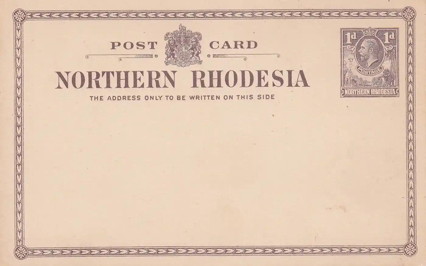 Northern Rhodesia 1d Postcard Northern Rhodesia 1d Postcard