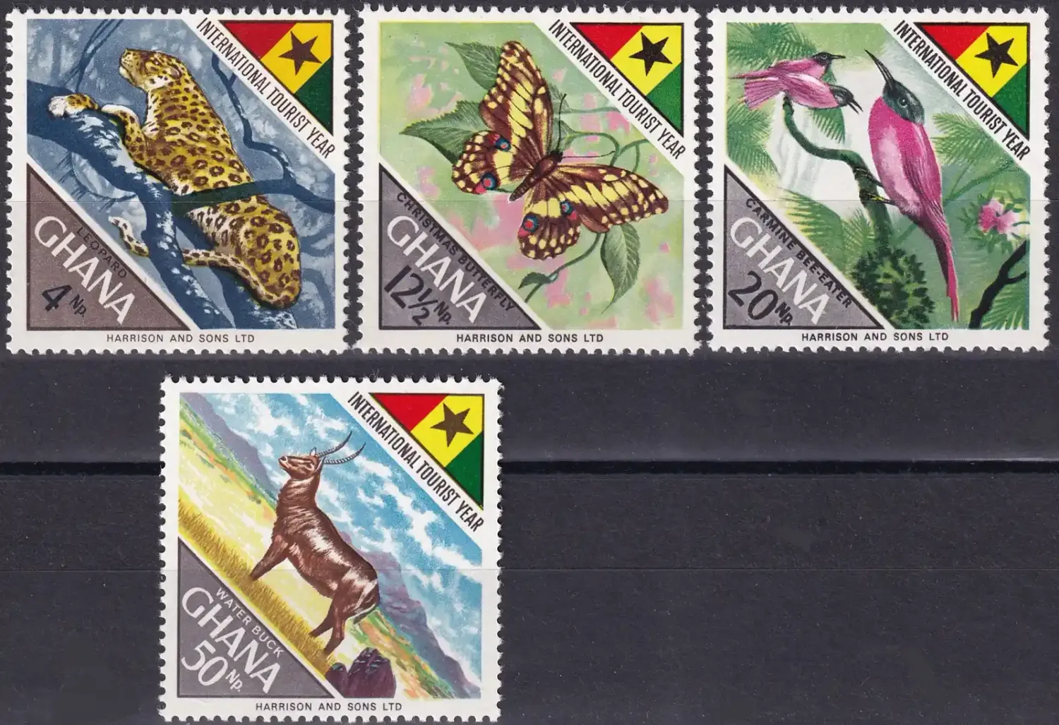 Ghana 1967 International Tourist Year, Mammals, Birds, Butterflies (4v) MNH(**) Ghana 1967 International Tourist Year, Mammals, Birds, Butterflies (4v) MNH(**)