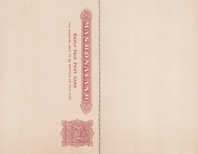 Rhodesia 1890 (Mashonaland) Coat of Arms "Reply Paid Postcard"