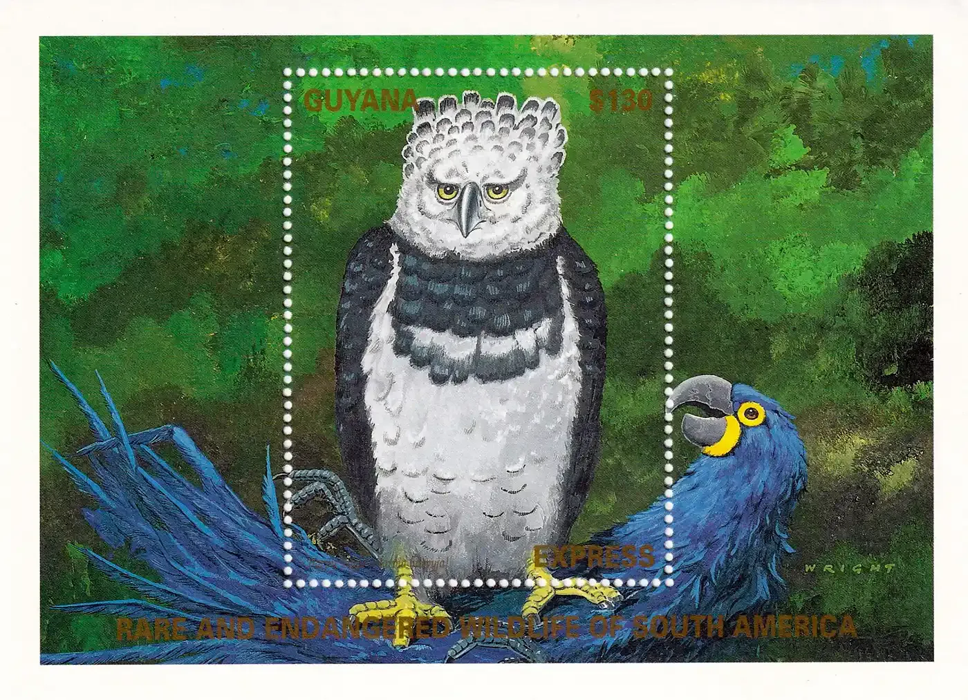 Guyana 1990 Birds. (ss/1v) MNH(**) Guyana 1990 Birds. (ss/1v) MNH(**)