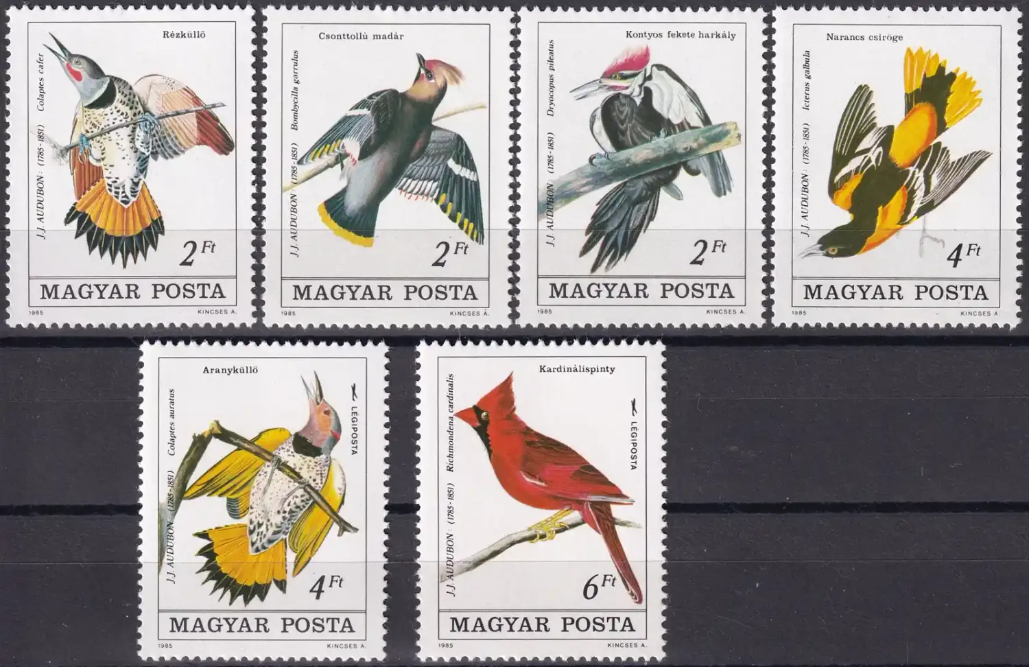 Hungary 1985 Birds - The 200th Anniv of the Birth of John James Audubon (6v). MNH(**)