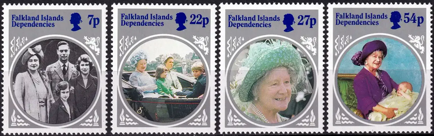 Falkland Islands Dependencies 1985 The 85th Anniv. of the Birth of HRM Queen Elizabeth The Queen Mother (4v. MNH(**)