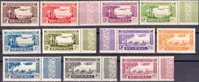 Senegal 1935 Airmail - Airplane over Landscape & Camels (11v). MNH(**) Senegal 1935 Airmail - Airplane over Landscape & Camels (11v). MNH(**)