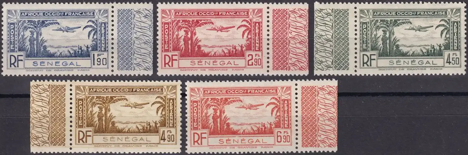 Senegal 1940 Airmail - Airplane over Landscape (5v). MNH(**)