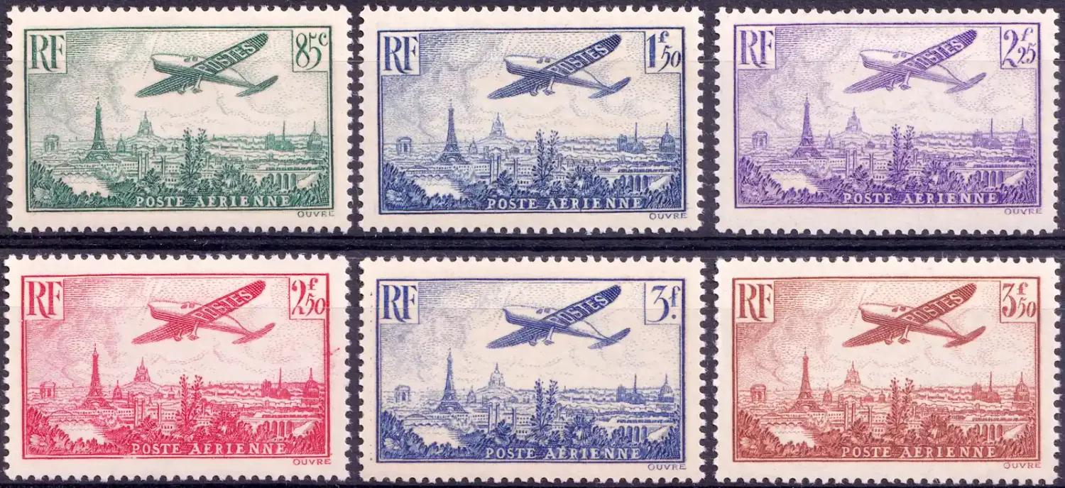 France 1936 Airmail (exl 50Fr). Pristine, Unmounted Mint. MNH(**)
