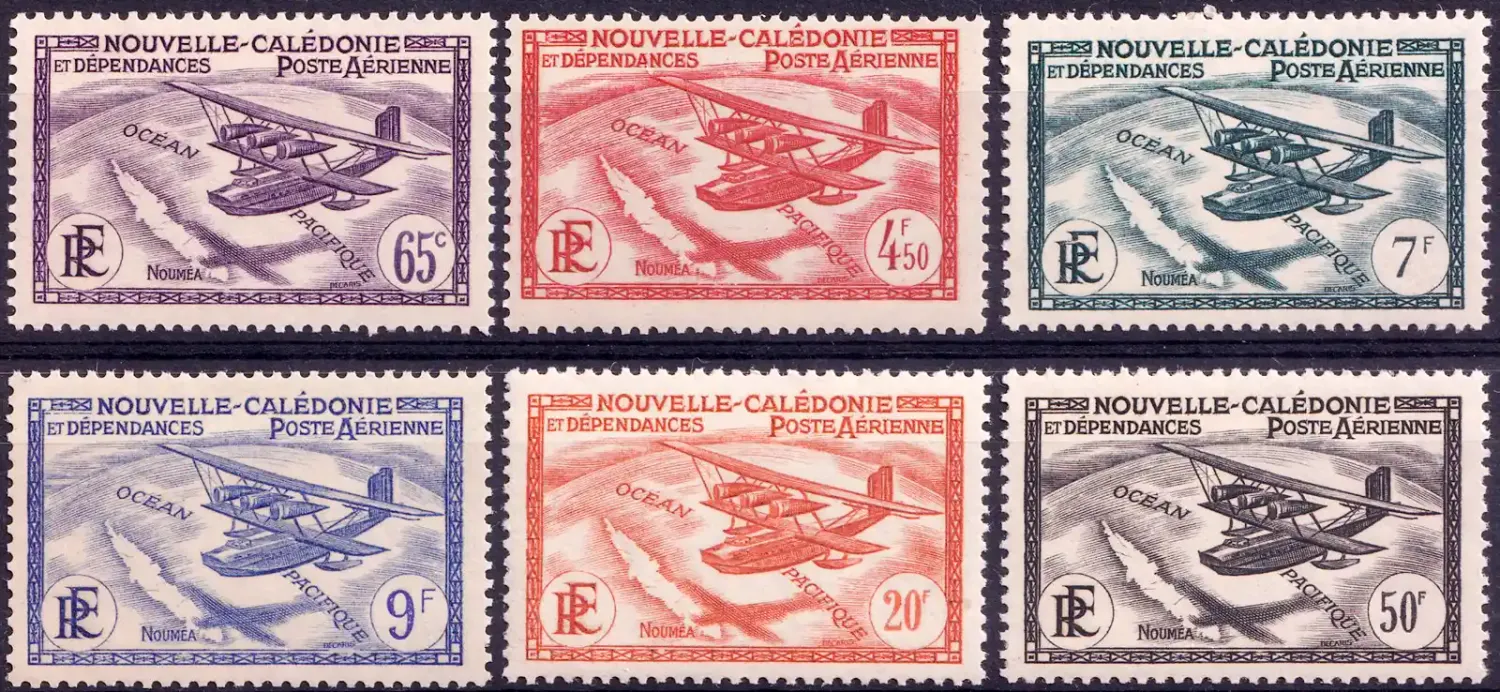 France (New Caledonia) 1938 Airmail - Flying Boat, Aviation (6v) MNH(**)