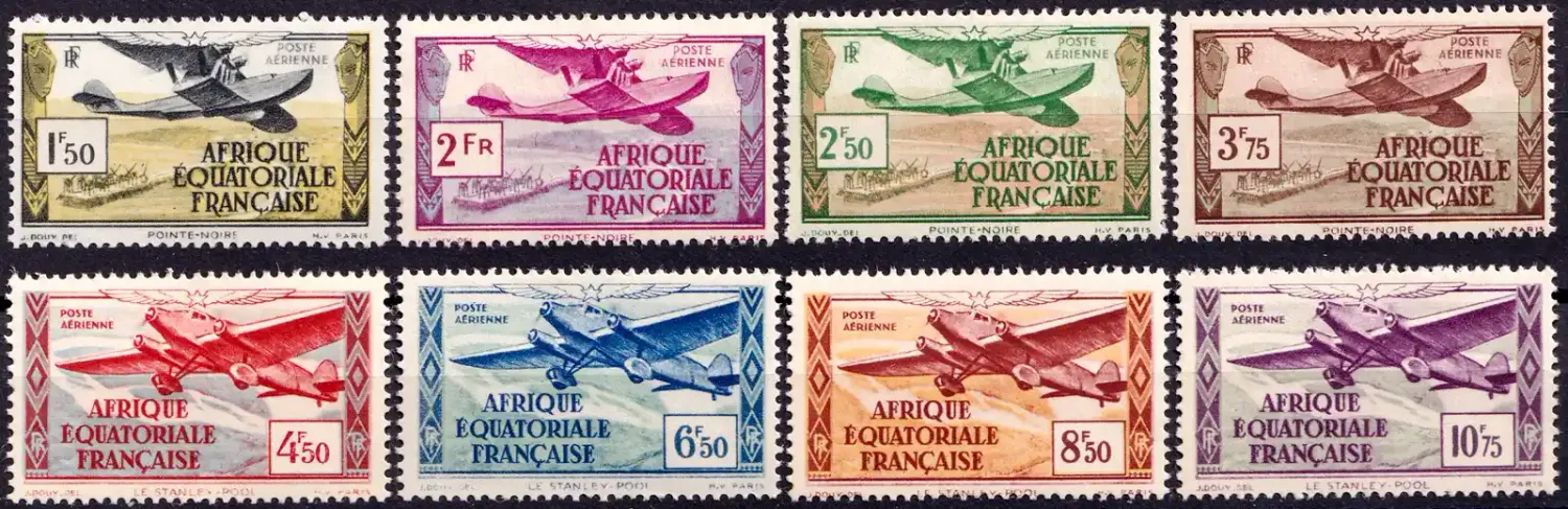 French Equatorial Africa 1937 Airmail - Airplanes (6v). MNH