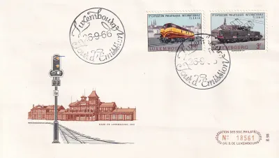 Luxembourg 1966, Locomotives, Trains - FISAIC Philatelic Exhibition FDC