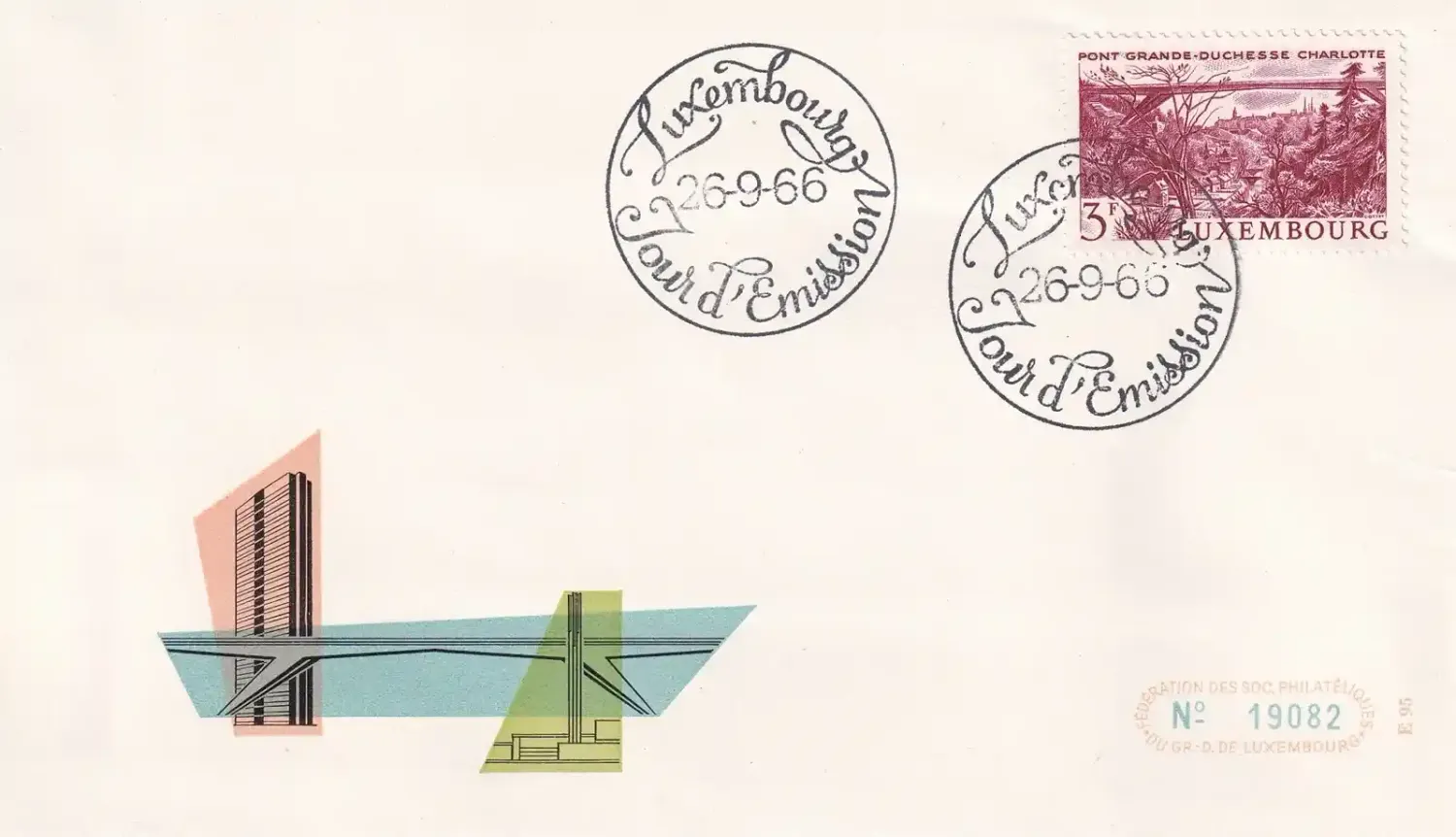 Luxembourg 1966, Grand Duchess Charlotte Bridge FDC