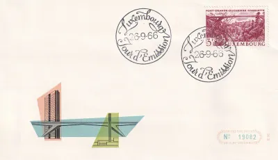 Luxembourg 1966, Grand Duchess Charlotte Bridge FDC Luxembourg 1966, Grand Duchess Charlotte Bridge FDC