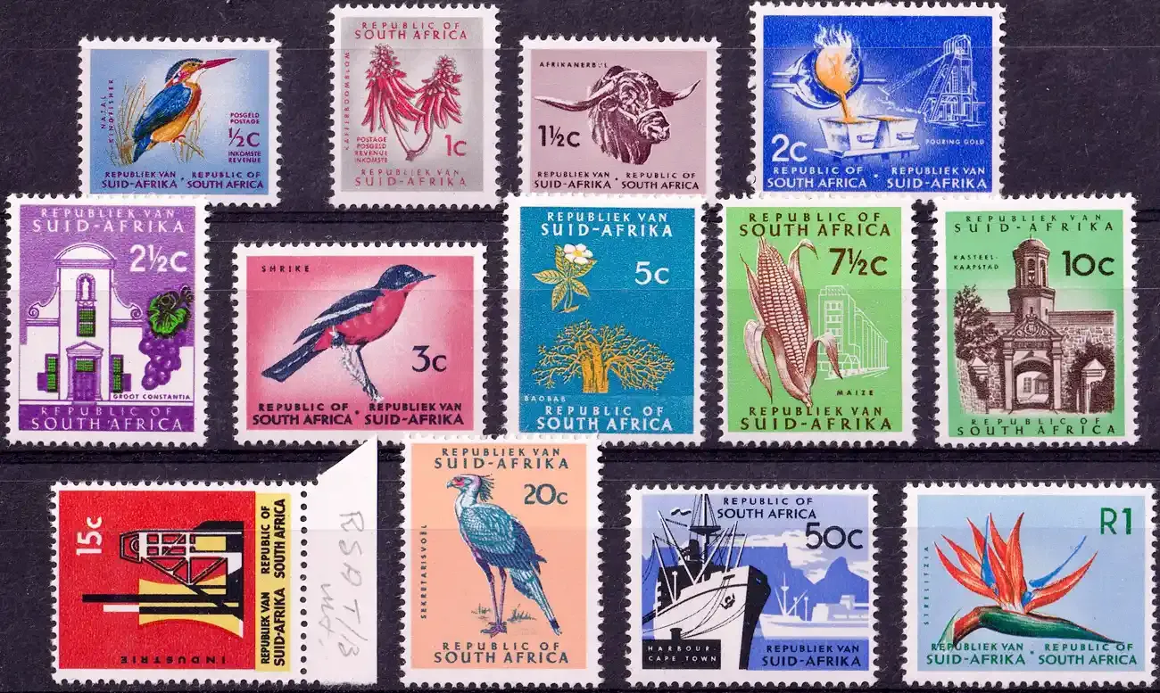 South Africa 1967 Redrawn Definitive Issue-Local Motives: Birds, Mammals, Flora, Buildings, Ships. MNH(**) South Africa 1967 Redrawn Definitive Issue-Local Motives: Birds, Mammals, Flora, Buildings, Ships. MNH(**)