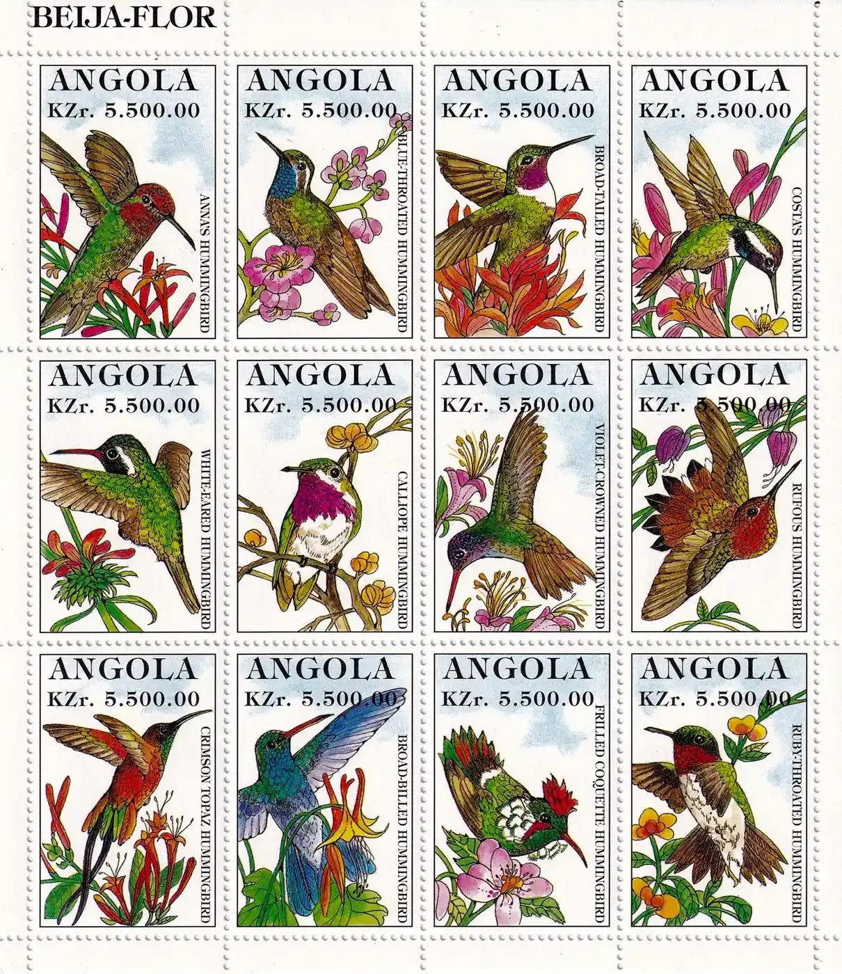 Angola 1996 Birds (12v) MNH(**) Angola 1996 Birds (12v) MNH(**)