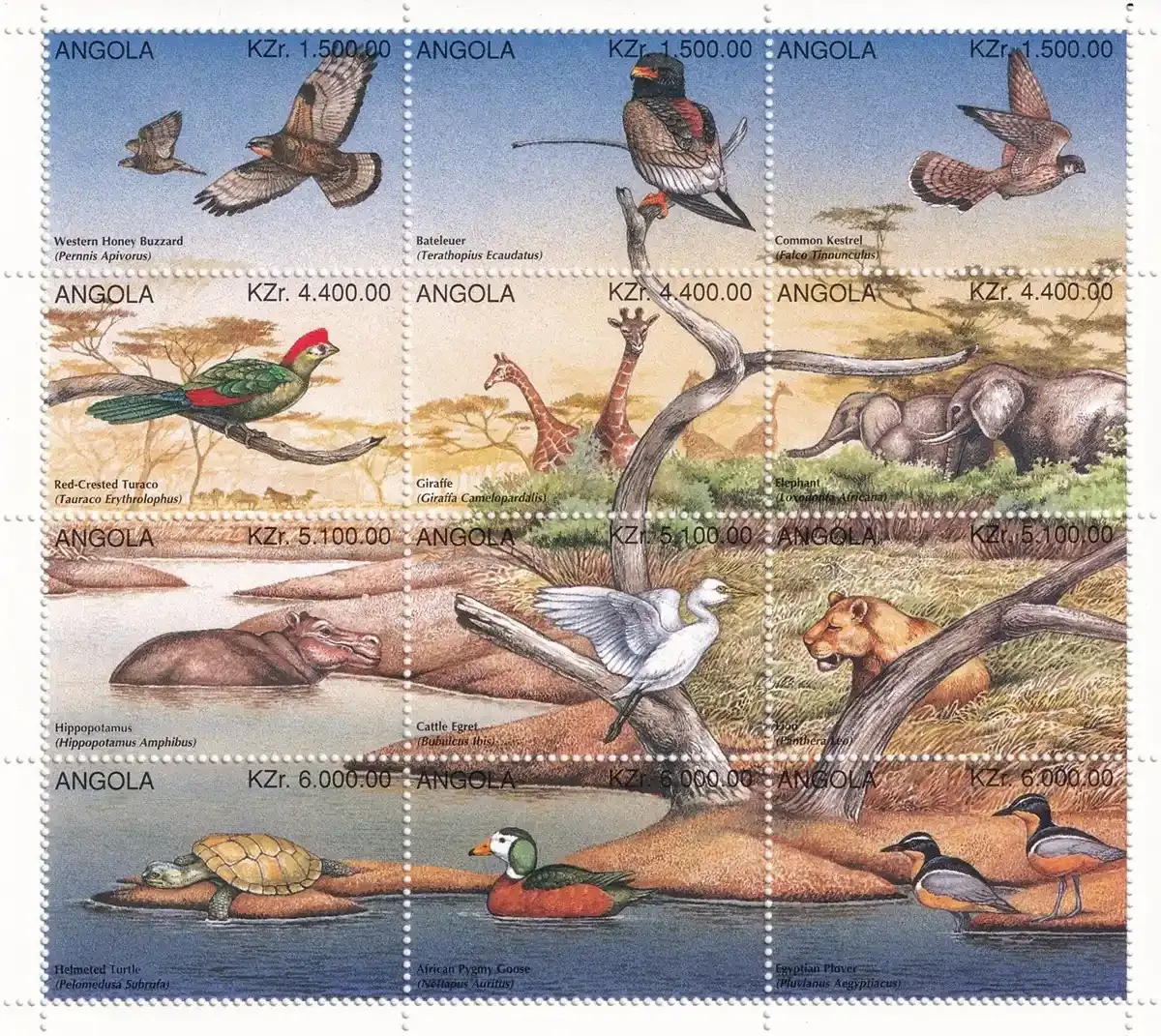 Angola 1996 Fauna: Birds, Mammals (12v) MNH(**)