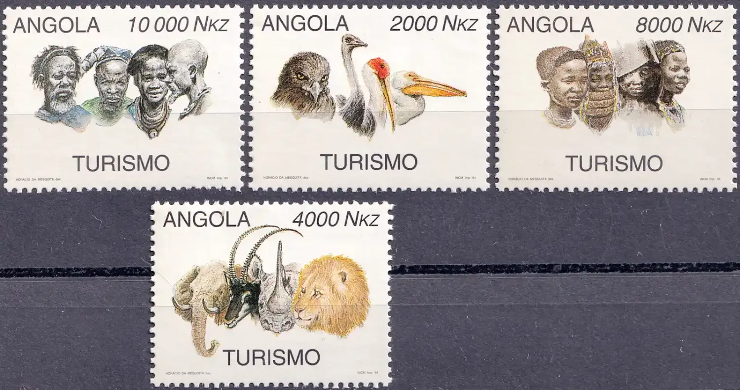 Angola 1994 Tourism, Local Tribes, Birds &amp; Mammals (4v) MNH(**)
