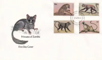 Zambia 1985 Mammals, Monkeys FDC