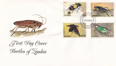 Zambia 1986 Beetles, FDC Zambia 1986 Beetles, FDC
