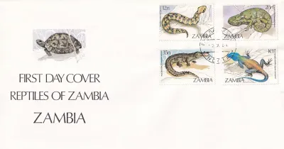 Zambia 1984 Reptiles, FDC Zambia 1984 Reptiles, FDC