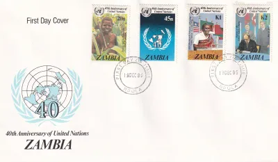 Zambia 1985 The 40th Anniv of the United Nations FDC Zambia 1985 The 40th Anniv of the United Nations FDC