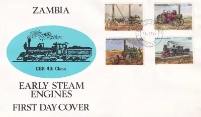 Zambia 1983 Trains, Steam Engines, FDC Zambia 1983 Trains, Steam Engines, FDC