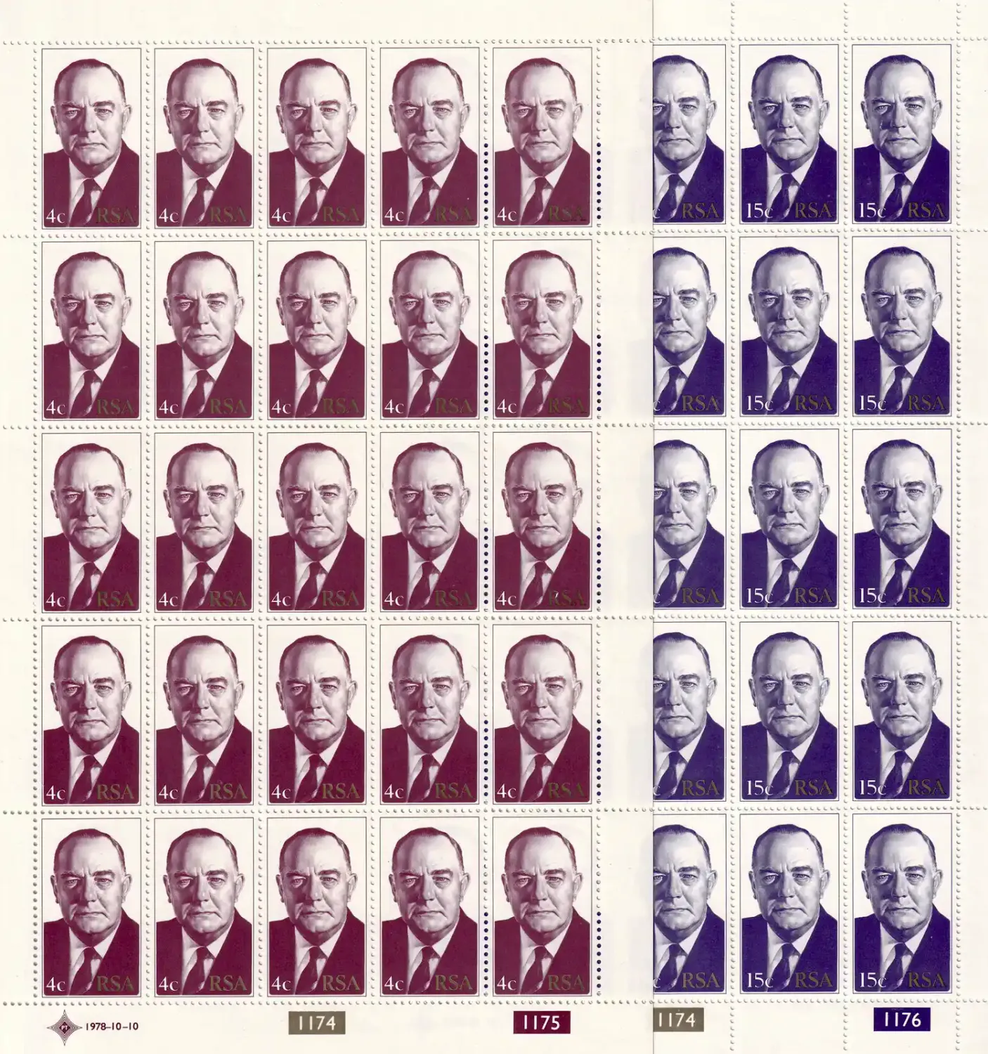 South Africa 1978 Inauguration of President Vorster (Full Sheet) MNH(**)