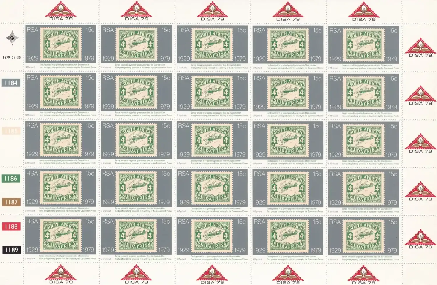 South Africa 1979 The 50th Anniv of Stamp Production in South Africa (Full Sheet) MNH(**)
