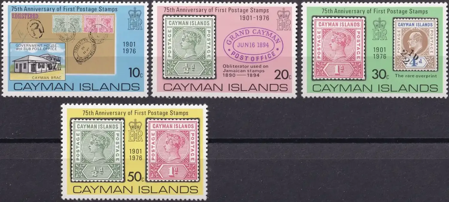 Cayman Islands 1976 The 75th Anniv of First Postage Stamps (4v)-MNH(**)