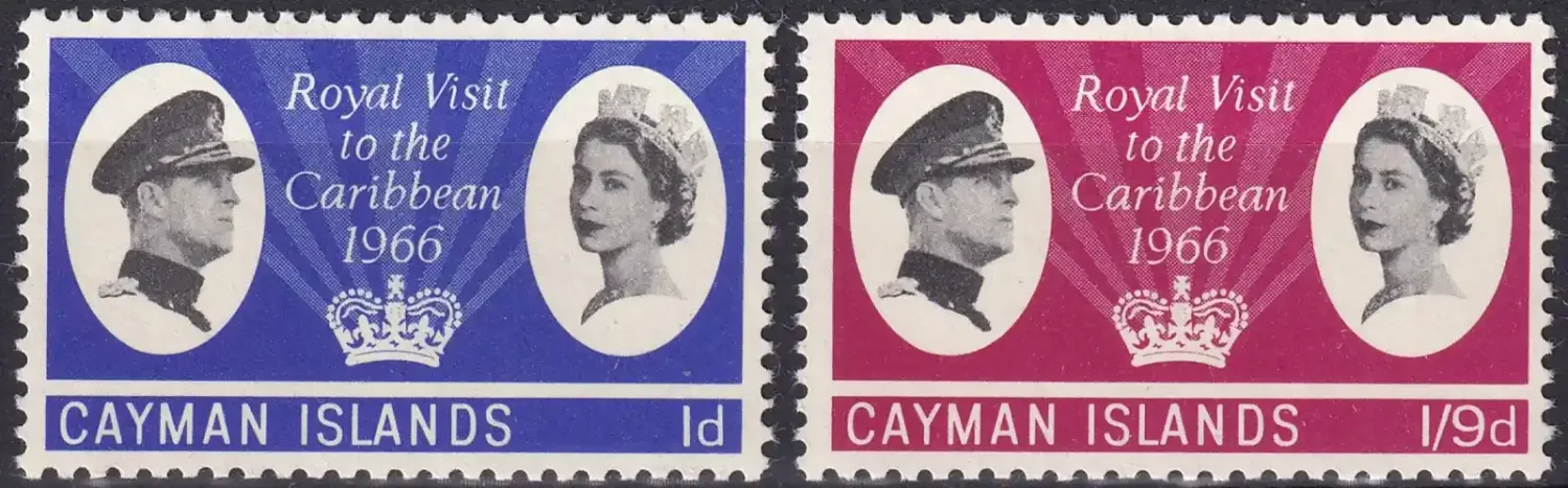Cayman Islands 1966 Royal Visit to the Caribbean (2v)-MNH(**) Cayman Islands 1966 Royal Visit to the Caribbean (2v)-MNH(**)