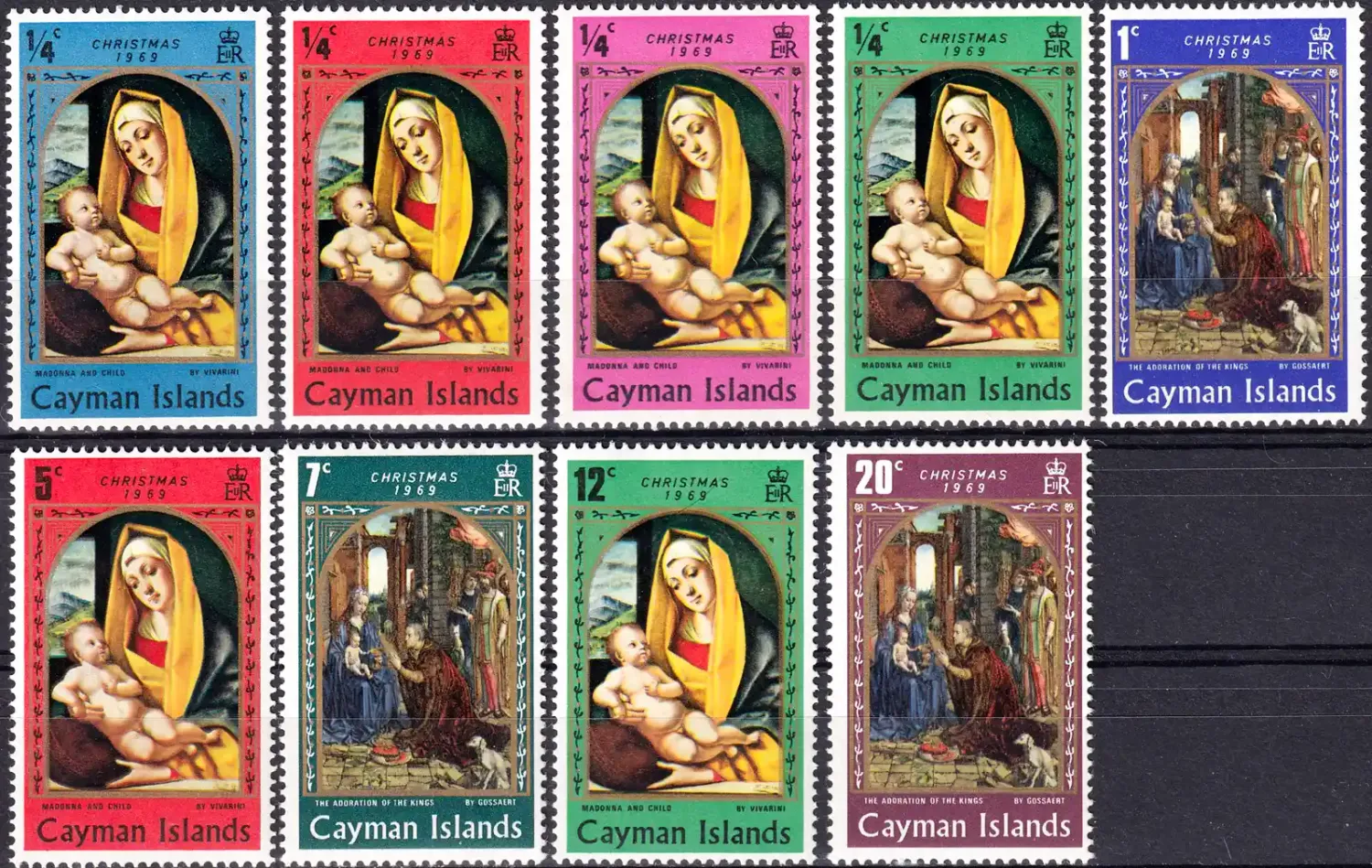 Cayman Islands 1969 Christmas - Paintings (9v)-MNH(**) Cayman Islands 1969 Christmas - Paintings (9v)-MNH(**)