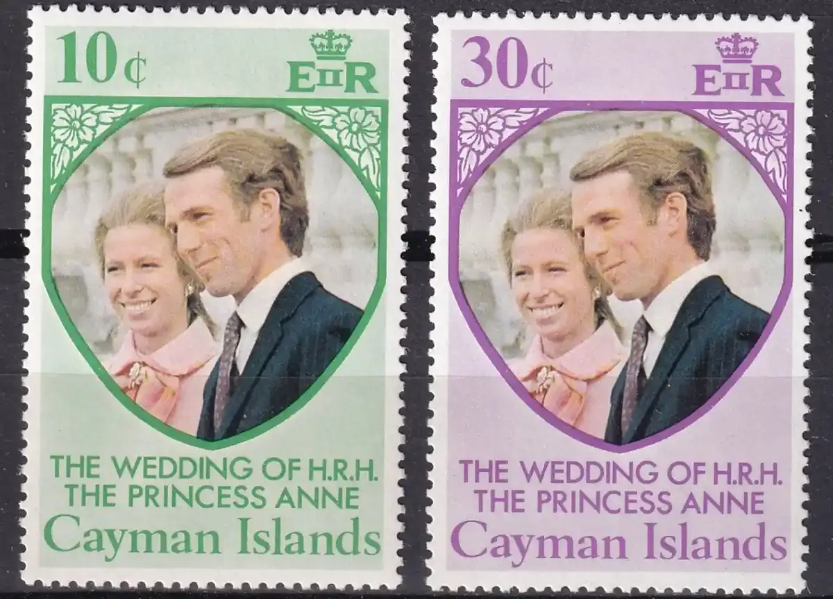 Cayman Islands 1973 Wedding of H.R.H. The Princess Anne and Mark Phillips (6v)-MNH(**) Cayman Islands 1973 Wedding of H.R.H. The Princess Anne and Mark Phillips (6v)-MNH(**)