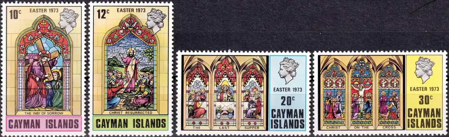 Cayman Islands 1973 Easter - Church Windows (4v)-MNH(**) Cayman Islands 1973 Easter - Church Windows (4v)-MNH(**)