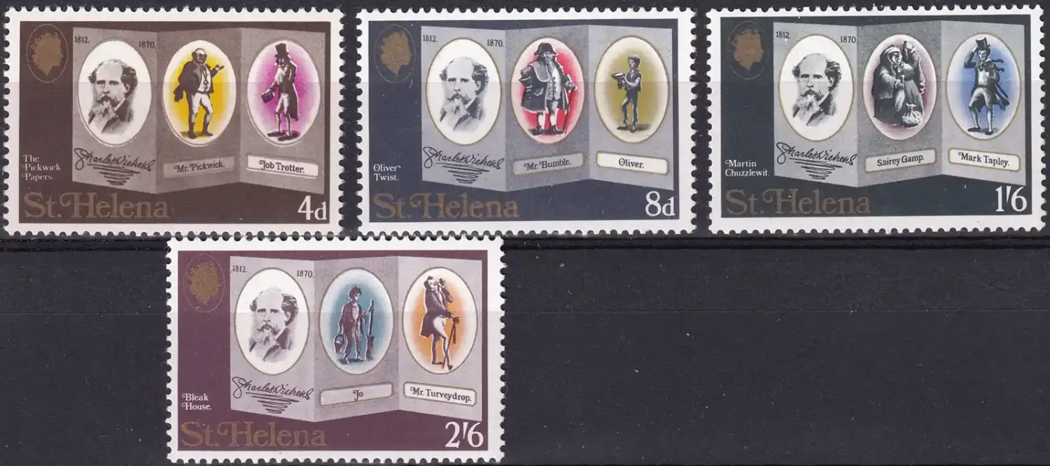St. Helena 1970 The 100th Anniv of the Death of Charles Dickens, 1812-1870 (4v) MNH(**) St. Helena 1970 The 100th Anniv of the Death of Charles Dickens, 1812-1870 (4v) MNH(**)