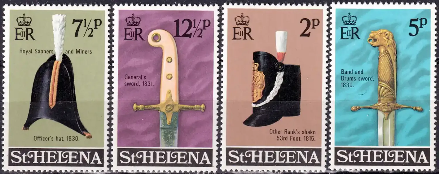 St. Helena 1973 Helmets and Swords of the British Army (4v) MNH(**) St. Helena 1973 Helmets and Swords of the British Army (4v) MNH(**)