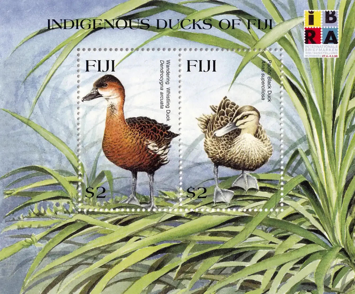 Fiji 1999 Birds: Int. Stamp Exhibition "iBRA '99" - Nuremberg, Germany (ss/2v) MNH(**)