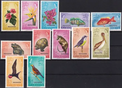 Grenada Grenadines 1974 Issues of Grenada (Fauna &amp; Flora) Overprinted "GRENADINES" (12v). MNH(**)