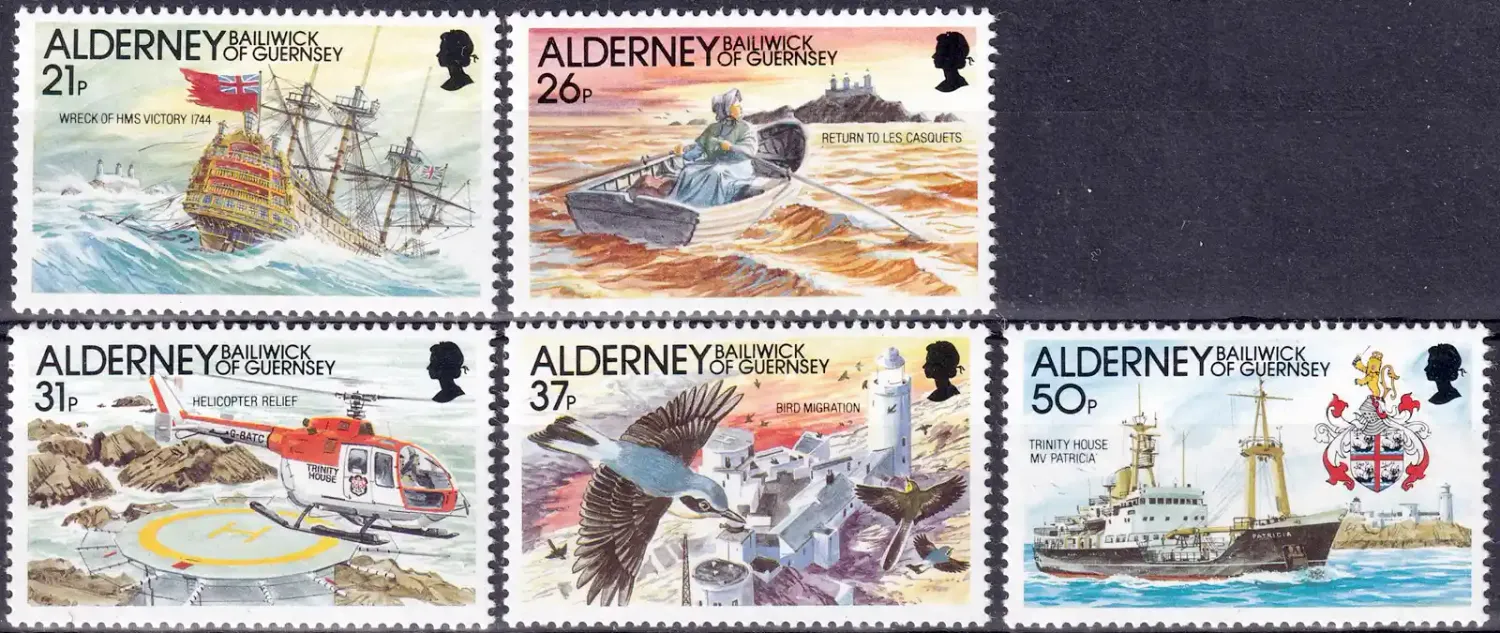 Alderney 1991 Casquet Lighthouse, Ships (5v) MNH(**)