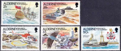 Alderney 1991 Casquet Lighthouse, Ships (5v) MNH(**) Alderney 1991 Casquet Lighthouse, Ships (5v) MNH(**)