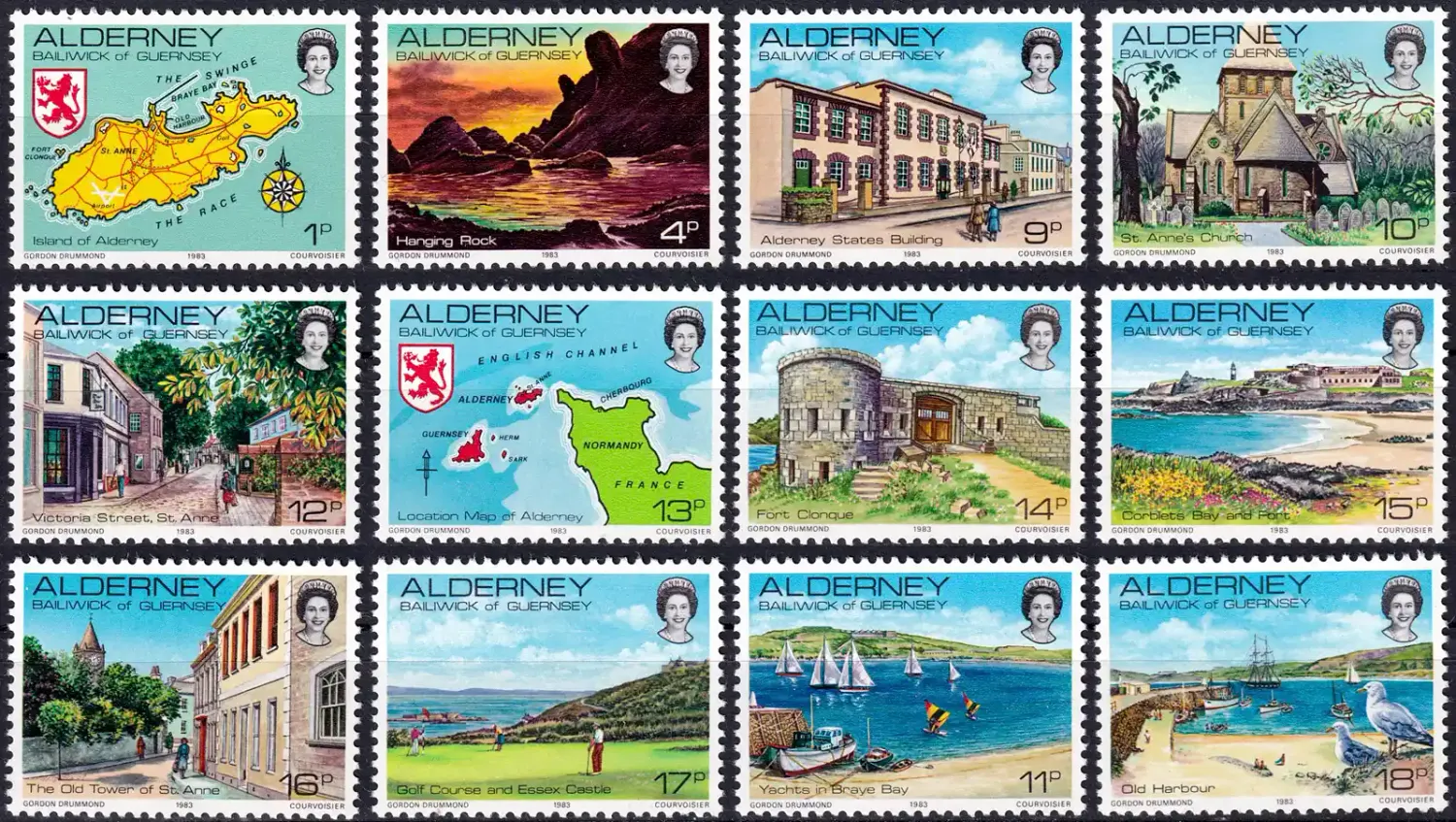Alderney 1983 Local Motives, Scenic Views (12v) MNH(**) Alderney 1983 Local Motives, Scenic Views (12v) MNH(**)