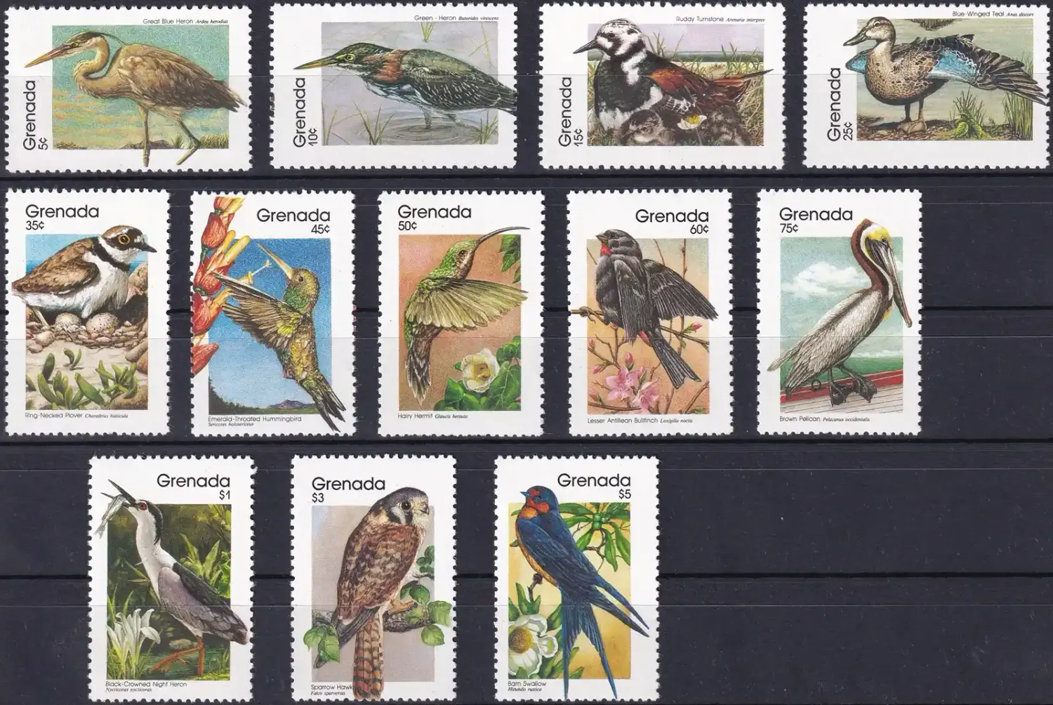 Grenada 1989 Birds (12v) - MNH(**) Grenada 1989 Birds (12v) - MNH(**)