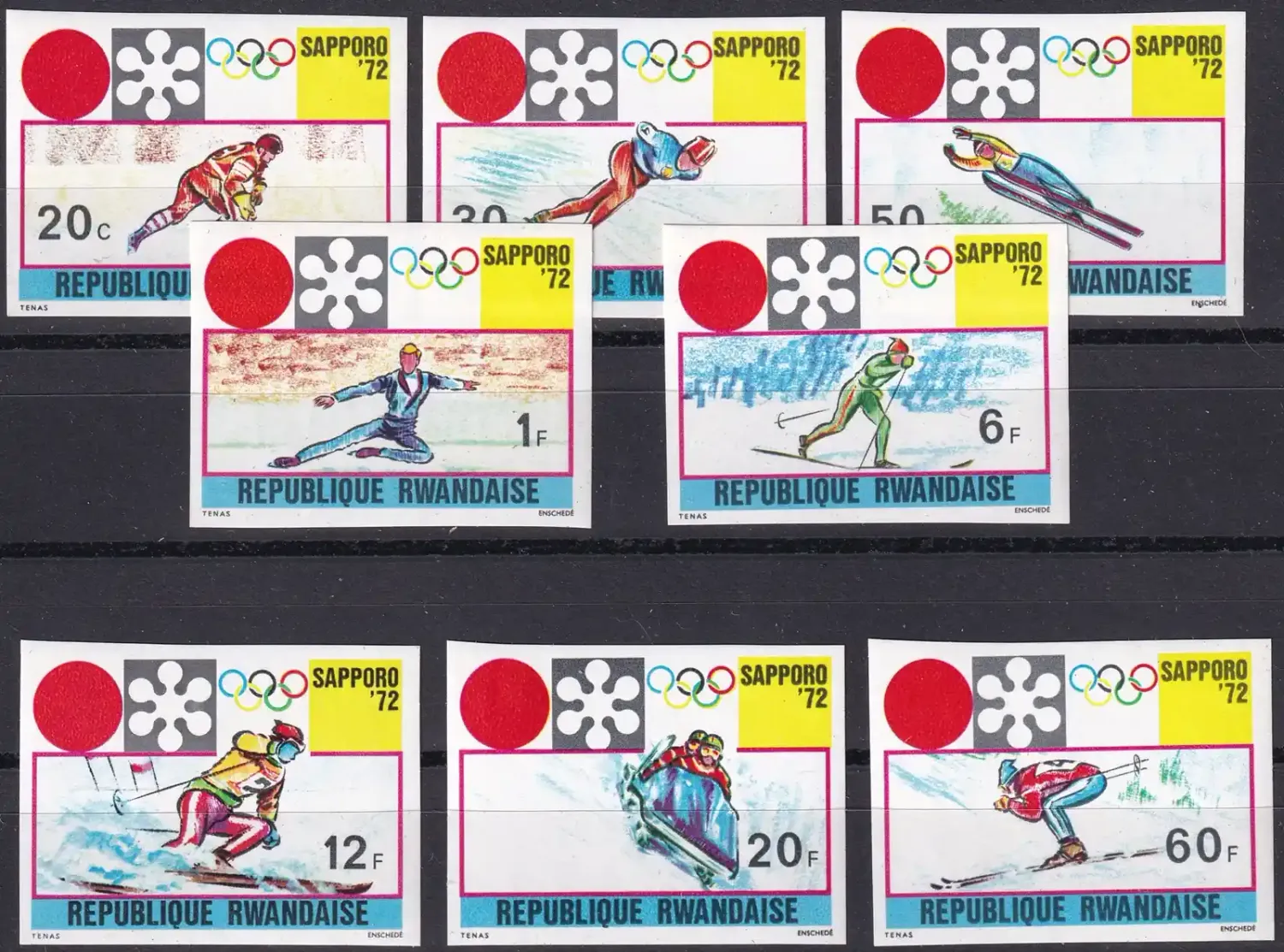 Rwanda 1972 Winter Olympic Games (Imperf) - Sapporo, Japan (8v). MNH(**)
