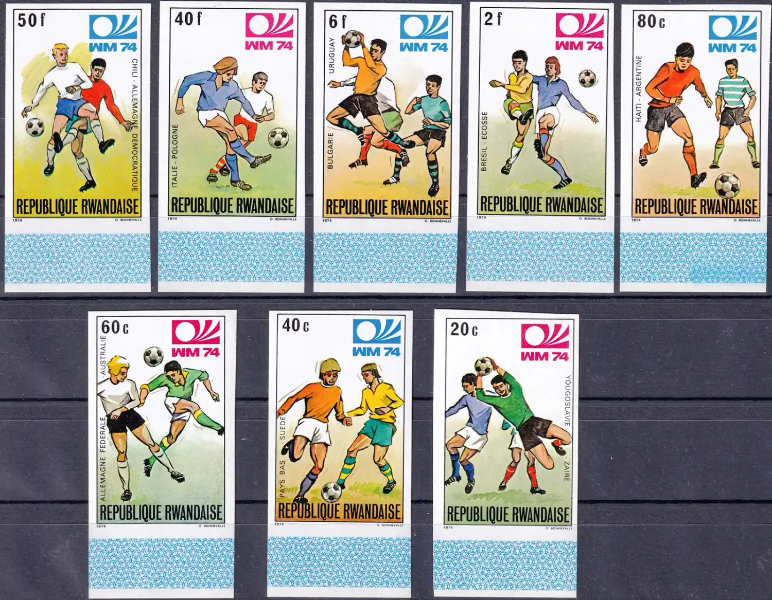 Rwanda 1974 Football World Cup - West Germany (Imperf) (8v). MNH(**) Rwanda 1974 Football World Cup - West Germany (Imperf) (8v). MNH(**)