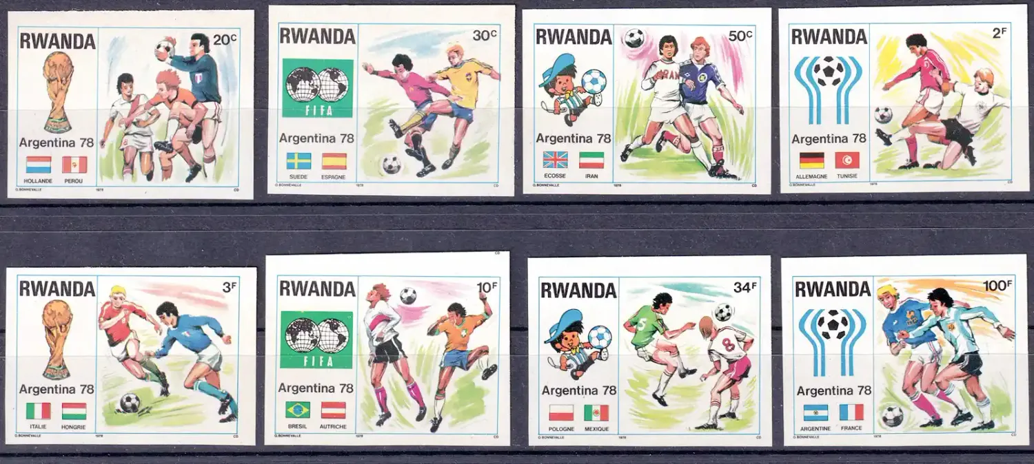 Rwanda 1978 Football World Cup - Argentina (Imperf) (8v). MNH(**) Rwanda 1978 Football World Cup - Argentina (Imperf) (8v). MNH(**)