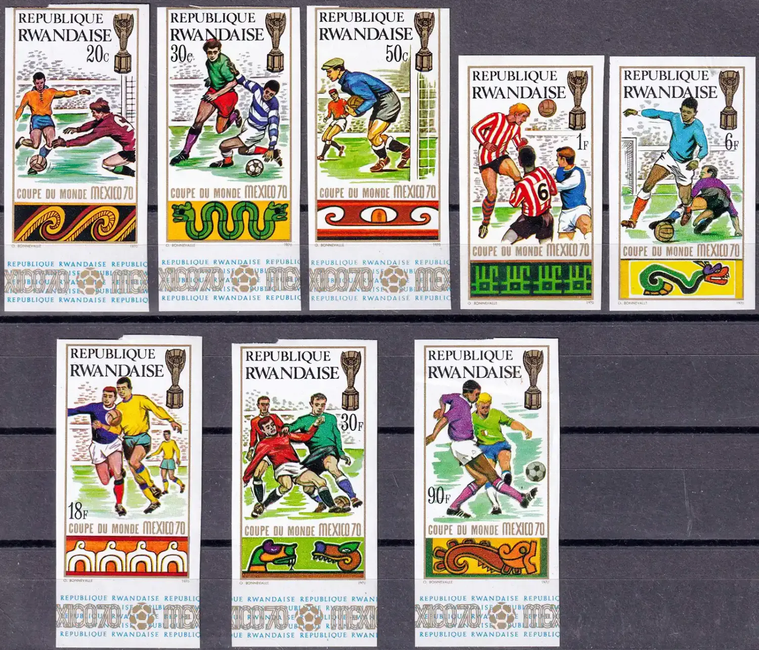 Rwanda 1970 Football World Cup (Imperf) - Mexico (8v). MNH(**) Rwanda 1970 Football World Cup (Imperf) - Mexico (8v). MNH(**)