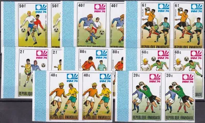 Rwanda 1974 Football World Cup - West Germany (Imperf pairs) (8v). MNH(**) Rwanda 1974 Football World Cup - West Germany (Imperf pairs) (8v). MNH(**)