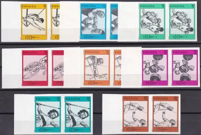 Rwanda 1980 Olympic Games - Moscow, USSR (Imperf pairs) (8v). MNH(**) Rwanda 1980 Olympic Games - Moscow, USSR (Imperf pairs) (8v). MNH(**)