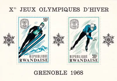Rwanda 1968 Winter Olympic Games - Grenoble, France (ss/2v). MNH(**) Rwanda 1968 Winter Olympic Games - Grenoble, France (ss/2v). MNH(**)