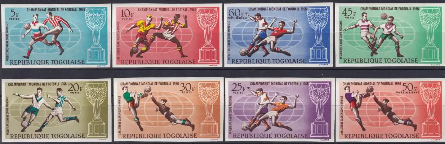 Togo 1966 Winning Trophy of the Football World Cup in London (Imperf) (8v)-MNH(**)