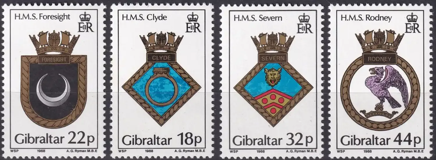 Gibraltar 1988 The Royal Navy, Heraldry (4v). MNH(**)
