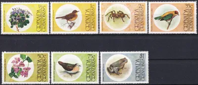 Grenada Grenadines 1976 Flora and Fauna. Birds, Frogs, Insects, Flowers (7v). MNH(**) Grenada Grenadines 1976 Flora and Fauna. Birds, Frogs, Insects, Flowers (7v). MNH(**)